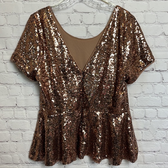 Forever 21+ Bronze Sequin Peplum Top - Picture 5 of 12